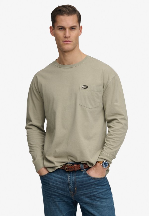 Superdry & Co SUPERDRY LONG SLEEVE POCKET T-SHIRT.. - Long sleeved top - seagrass green