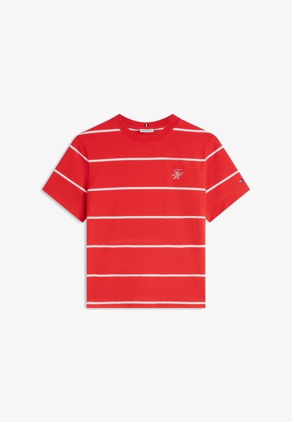 Tommy Hilfiger LOGO EMBROIDERY JERSEY CREW NECK T-SHIRT - Basic T-shirt - fireworks/bonita pink