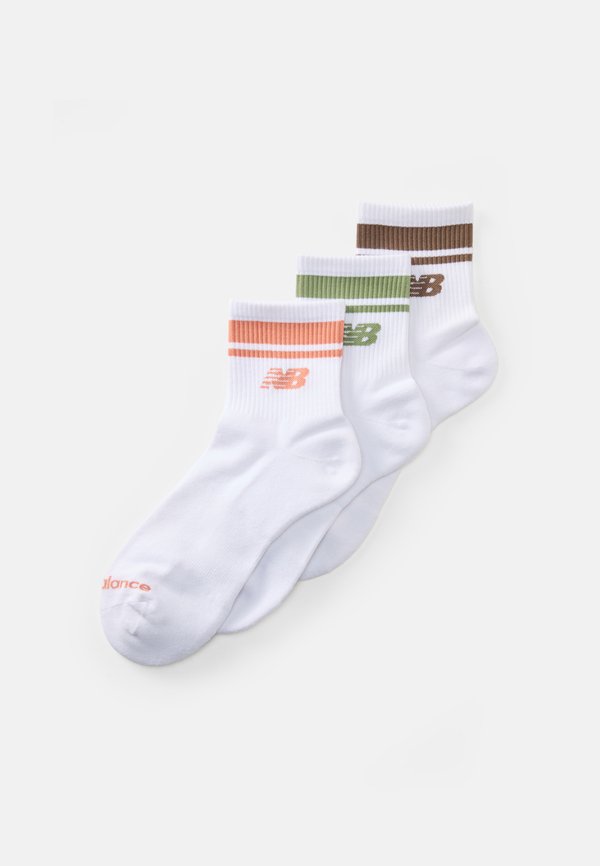 New Balance RUN ANKLE UNISEX 3 PACK  - Sports socks - white/peach nectar/garter snake/earth shadow