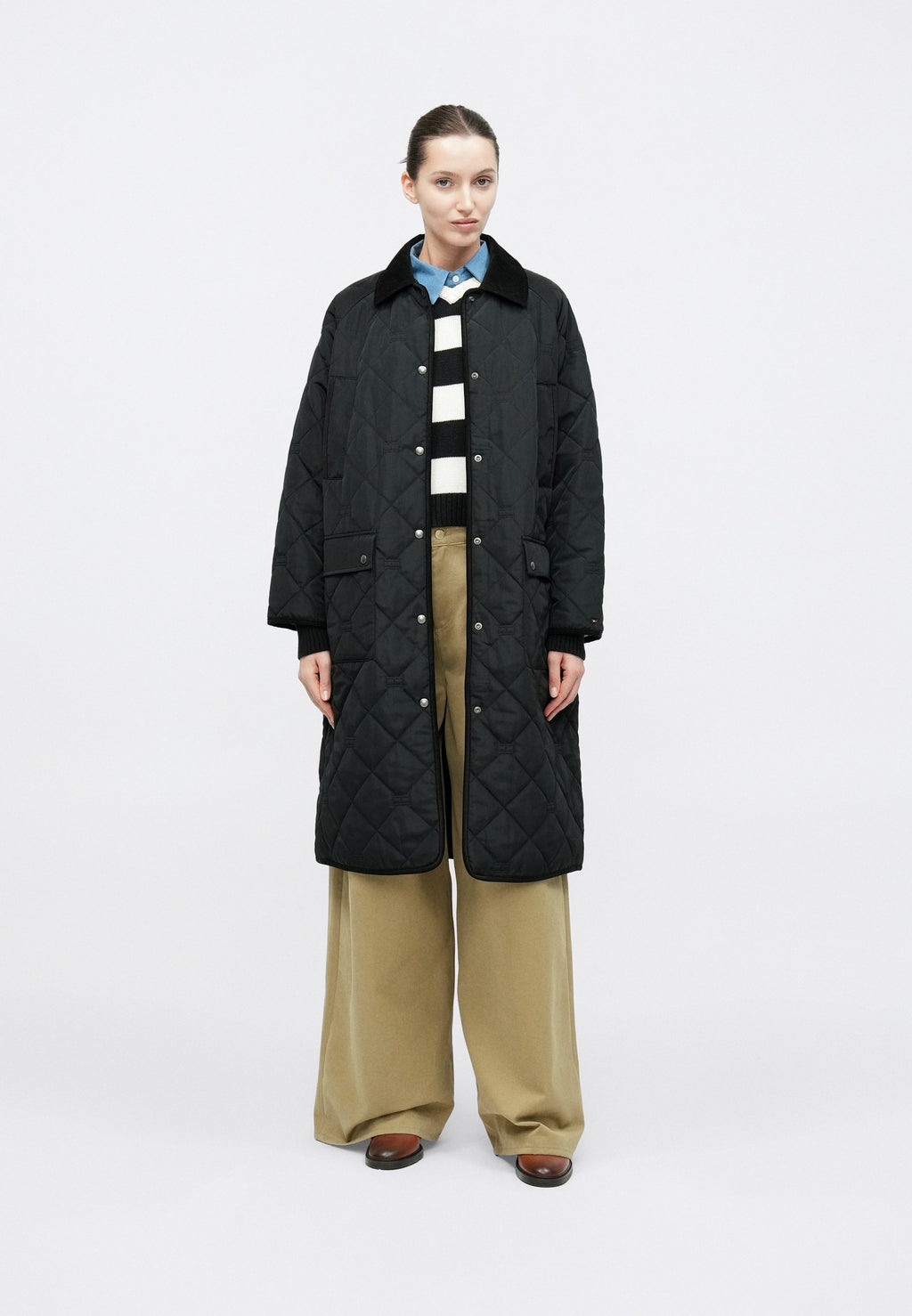 FLAG QUILTED PADDED OVERSIZED LONGLINE COAT Media 3