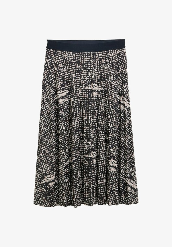 TOM TAILOR Pleated skirt - navy abstract dot design