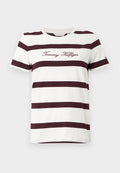 Tommy Hilfiger SCRIPT  - Print T-shirt - ecru/deep burgundy