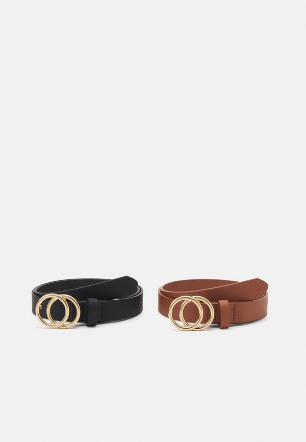 ONLY ONLRASMI JEANS BELT 2-PACK - Belt - black/cognac