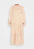 Glamorous MODEST SMOCKED HIGH NECK TIERED DRESS WITH LONG SLEEVES