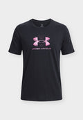 Under Armour CHALLENGER GRAPHIC TEE - Print T-shirt - black/pink frenzy
