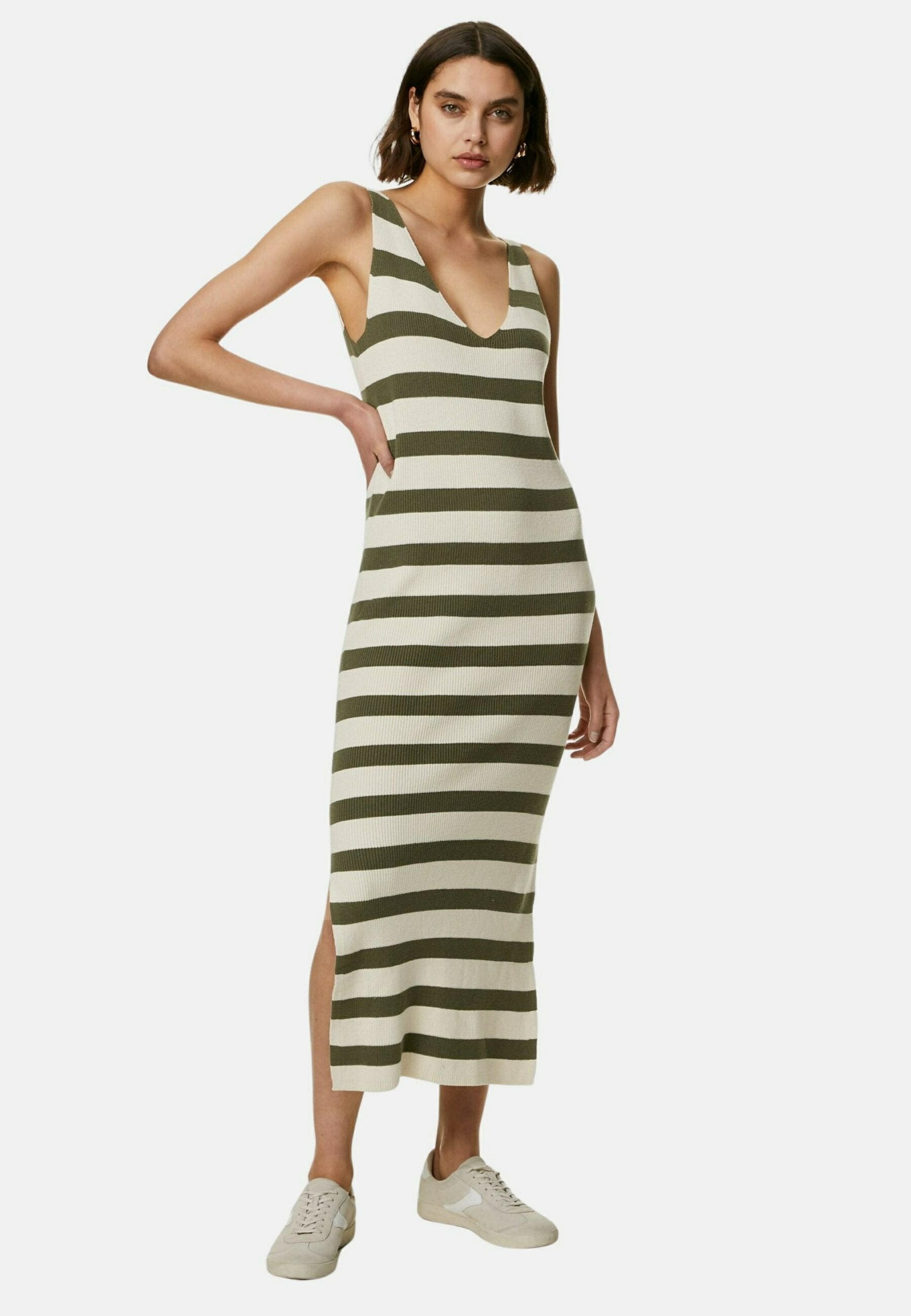 Marks & Spencer STRIPED V-NECK MIDI