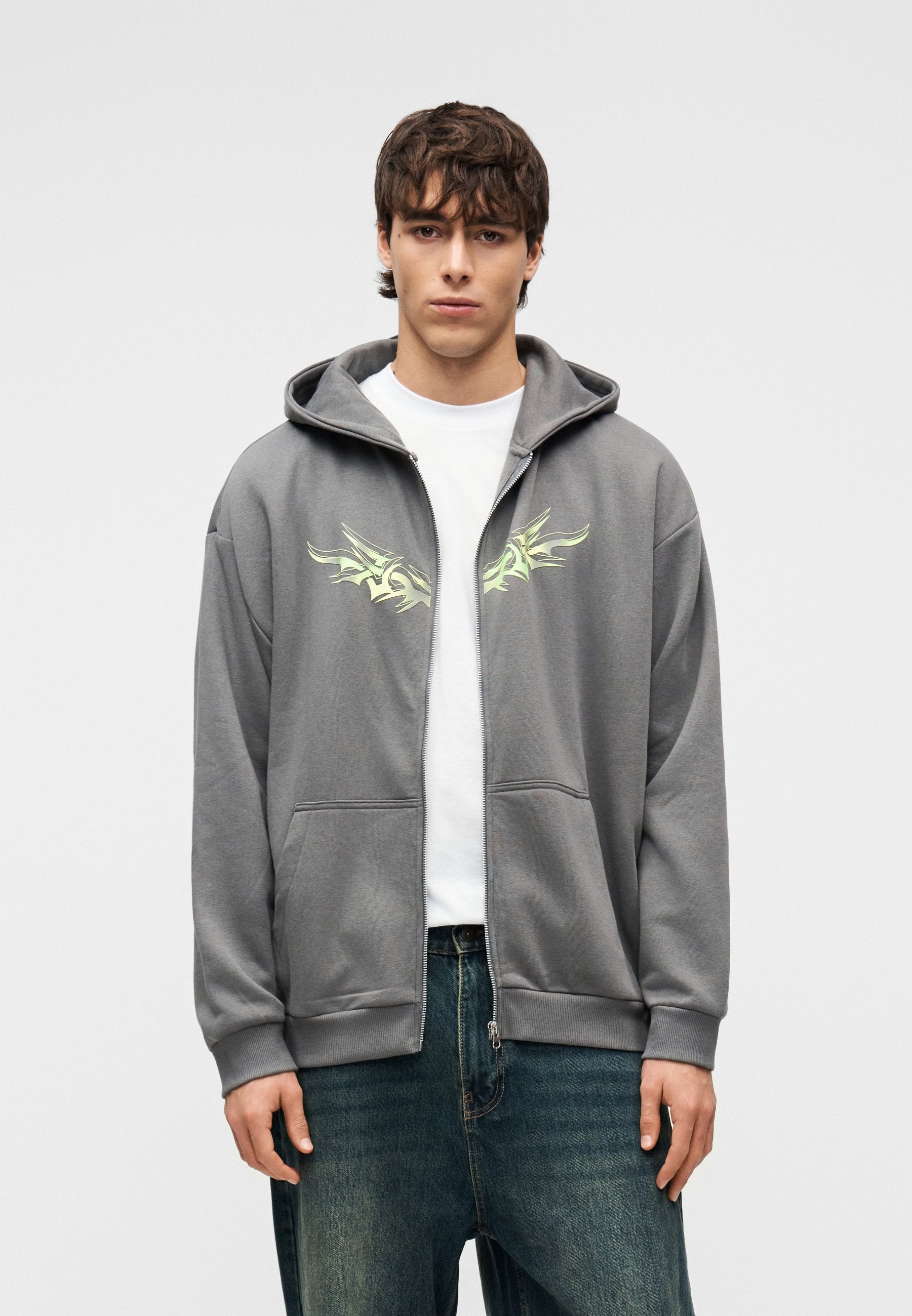 YOURTURN UNISEX RELAXED FIT ZIP-UP HOODIE