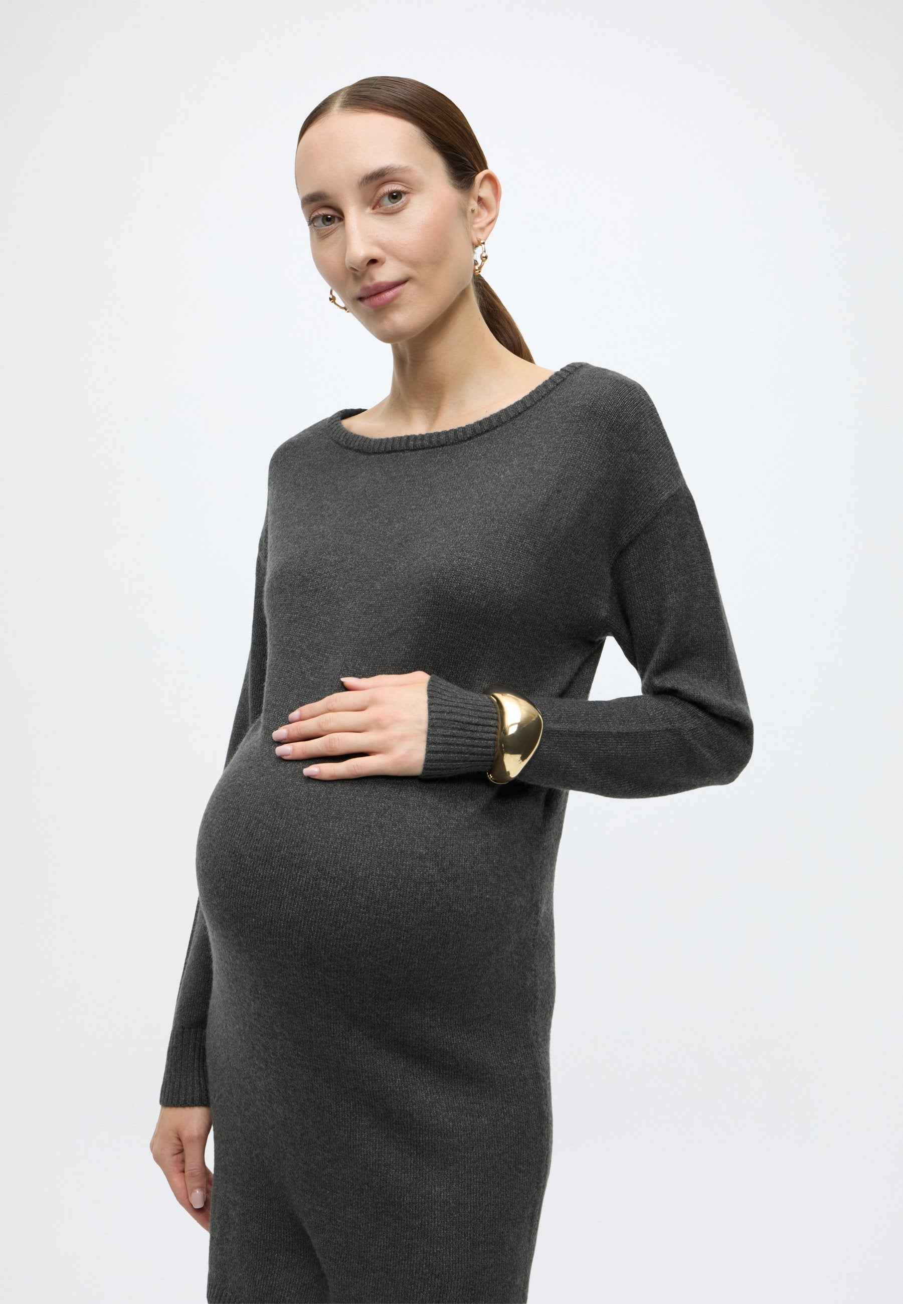 ONLY MATERNITY OLMHILIDA L/S O-NECK ABK DRESS KNT