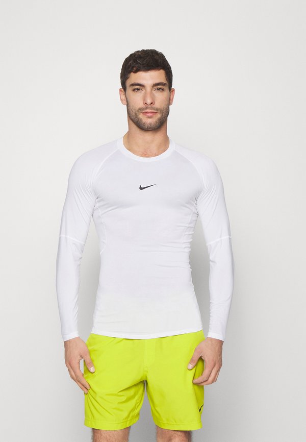 Nike Performance M NP DF TIGHT TOP LS - Long sleeved top - white/black