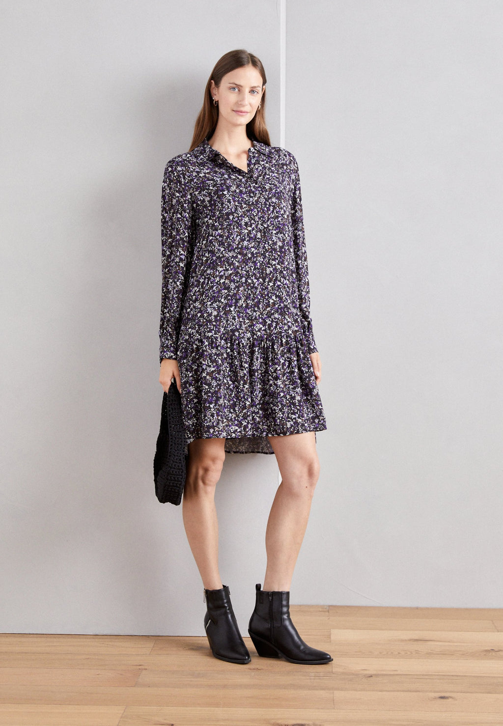 Marc O'Polo DRESS A SHAPE SHIRT STYLE VOLANT SKIRT LONG SLEEVE KENT COLLAR