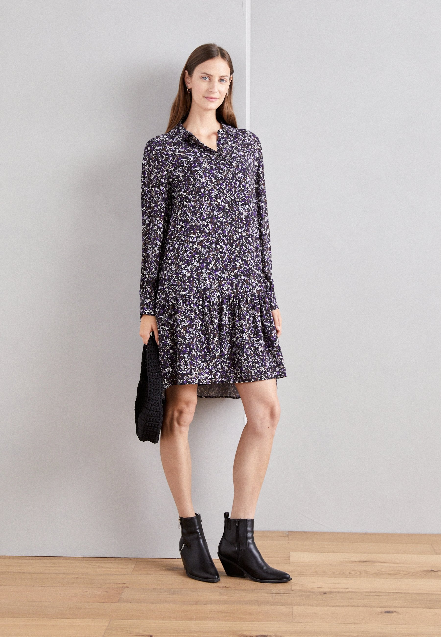 Marc O'Polo DRESS A SHAPE SHIRT STYLE VOLANT SKIRT LONG SLEEVE KENT COLLAR