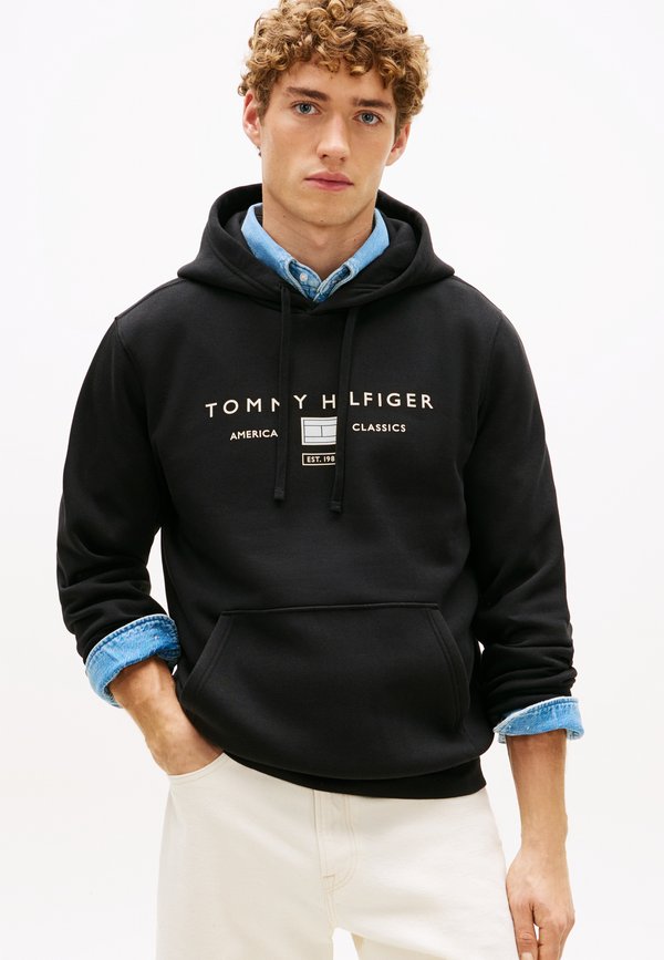 Tommy Hilfiger LOGO TERRY DRAWSTRING HOODY - Hoodie - black