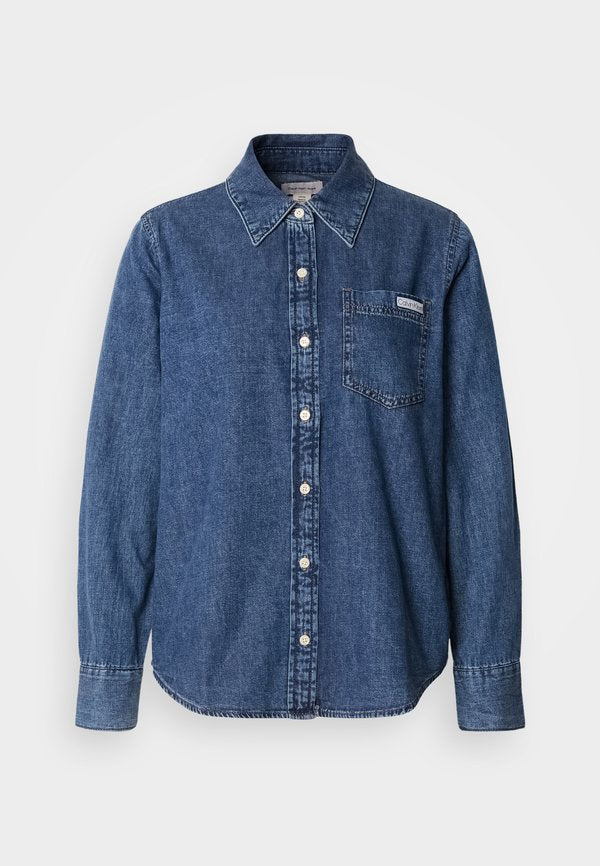 Calvin Klein Jeans CLASSIC SHIRT - Button-down blouse - blue wharf