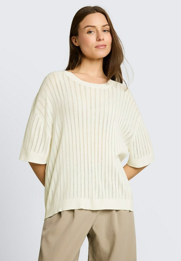 TOM TAILOR TOM TAILOR PULLOVER & STRICKJACKEN LOOSE FIT PULLOVER - Print T-shirt - whisper white