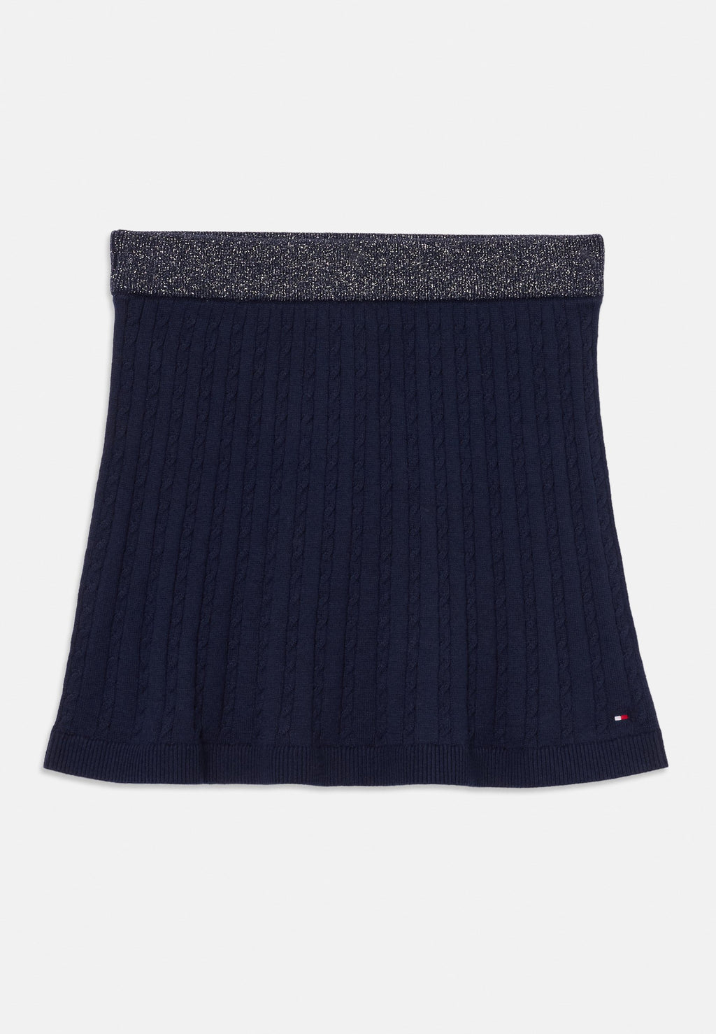 GLITTER WAISTBAND MINI CABLE KNIT SKIRT Media 1