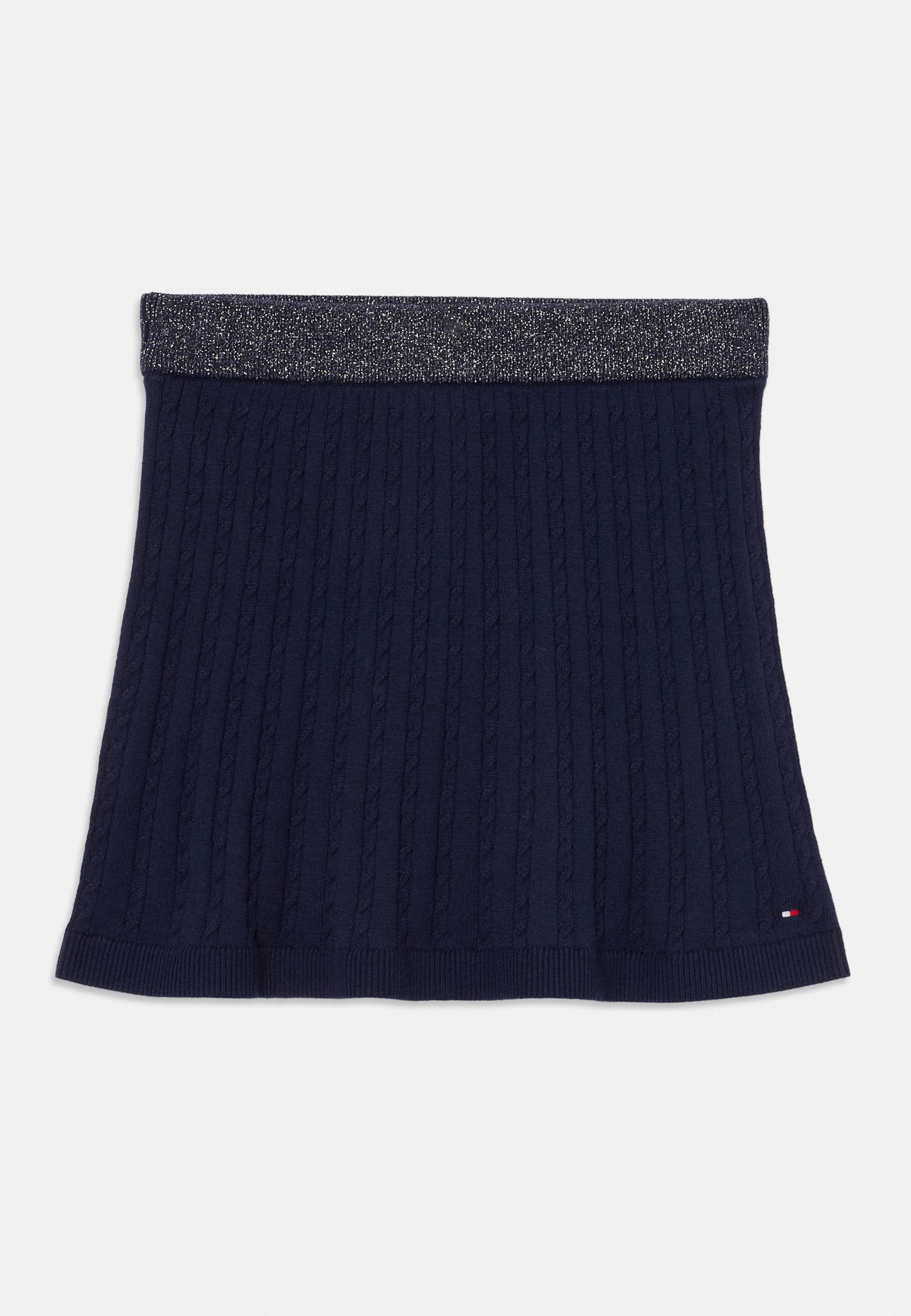 GLITTER WAISTBAND MINI CABLE KNIT SKIRT Media 1