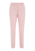 Hellrosa maßgeschneiderte Hose aus glattem Stoff, mit geradem Schnitt, Gürtelschlaufen und lässigen Falten auf der Vorderseite für einen strukturierten Look.