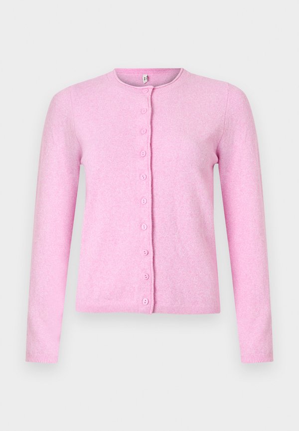 ONLY ONLLOYAL LS O-NECK BUTTON CARDI KNT NOOS - Cardigan - super pink