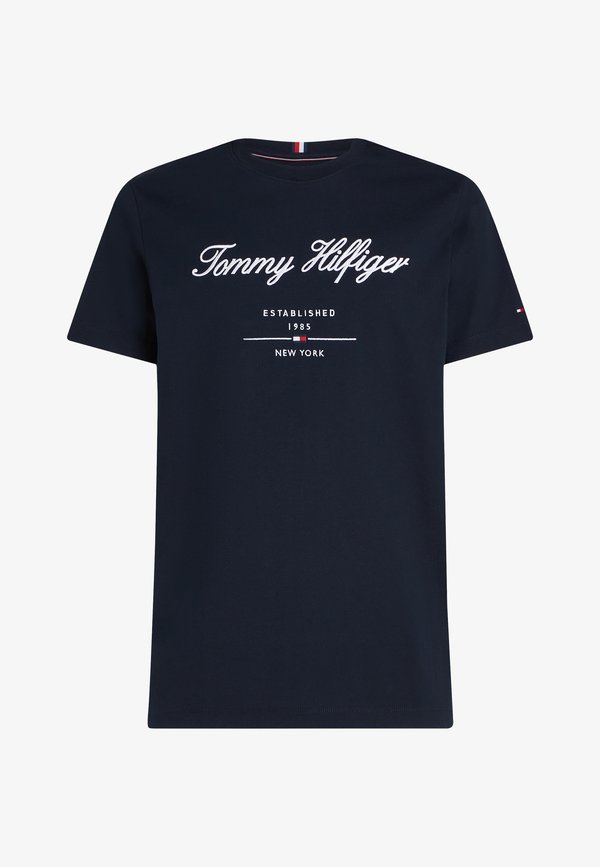 Tommy Hilfiger SCRIPT LOGO TEE - BRAND LOVE - Print T-shirt - desert sky