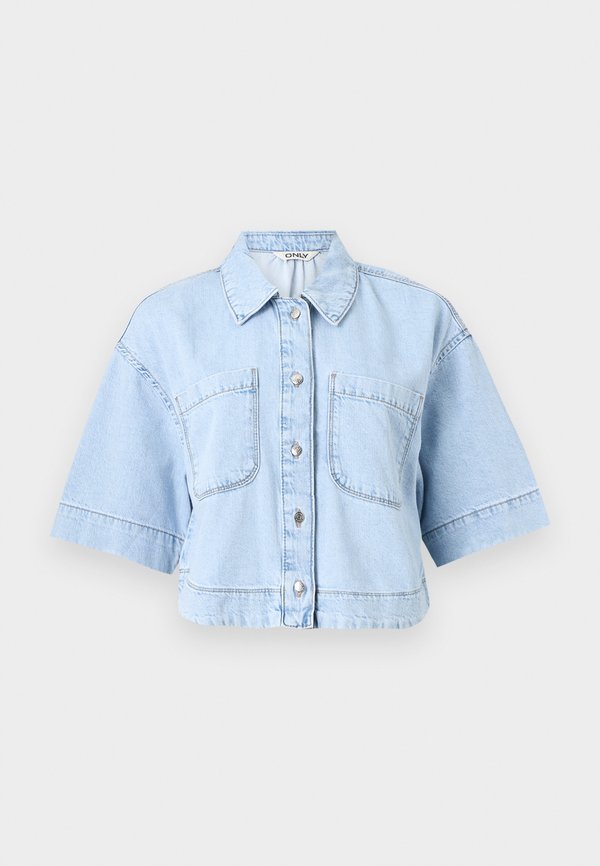 ONLY ONLCLEO LIFE CROP SHIRT - Button-down blouse - light blue denim