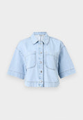ONLY ONLCLEO LIFE CROP SHIRT - Button-down blouse - light blue denim