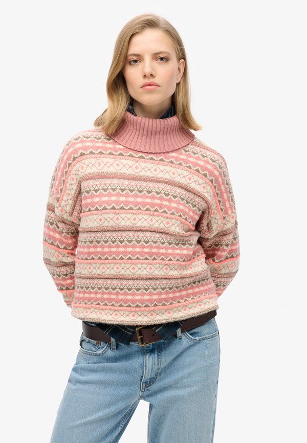 Superdry & Co TEXTURED STRIPE PATTERN  - Jumper - winter ecru multi