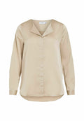 VILA VIELLETTE V-NECK L/S SATIN SHIRT - NOOS