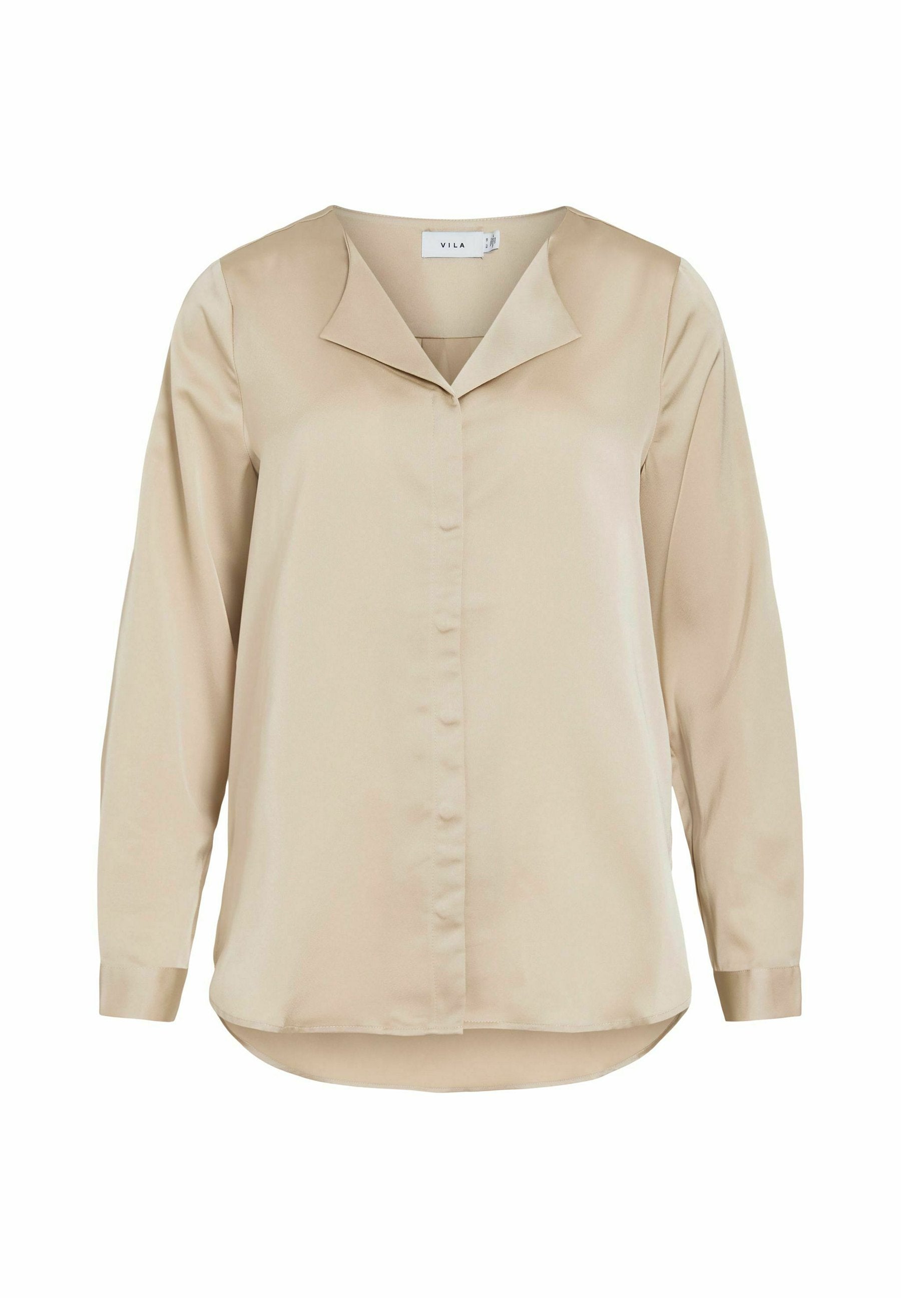 VILA VIELLETTE V-NECK L/S SATIN SHIRT - NOOS