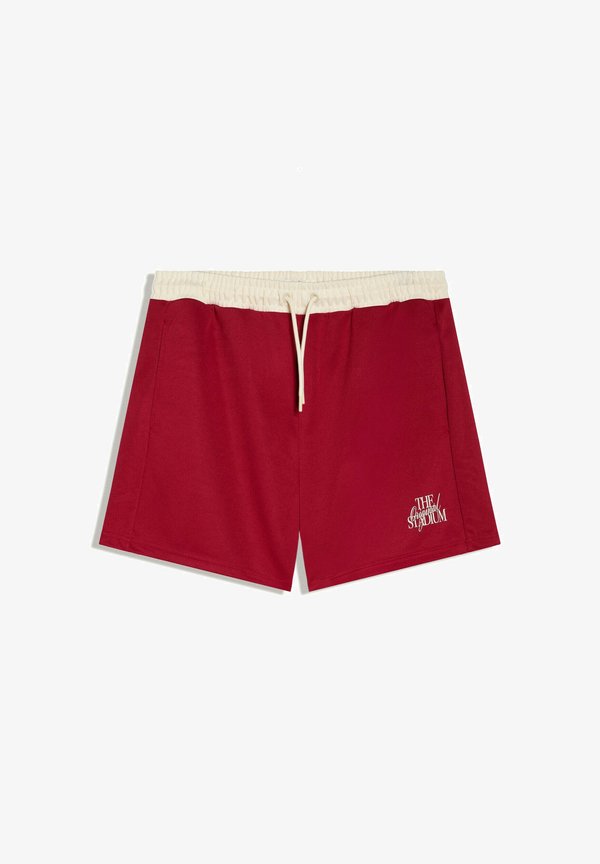 Bershka SHORT WITH PATCH - BERMUDA SHORTS - Tracksuit bottoms - dark red