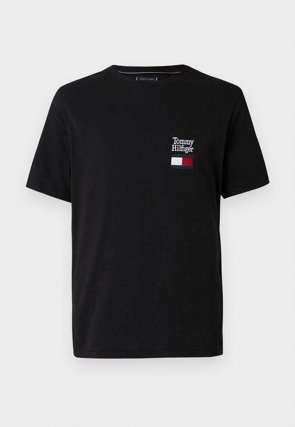 Tommy Hilfiger LOGO EMBROIDERY JERSEY CREW NECK T-SHIRT - Print T-shirt - black