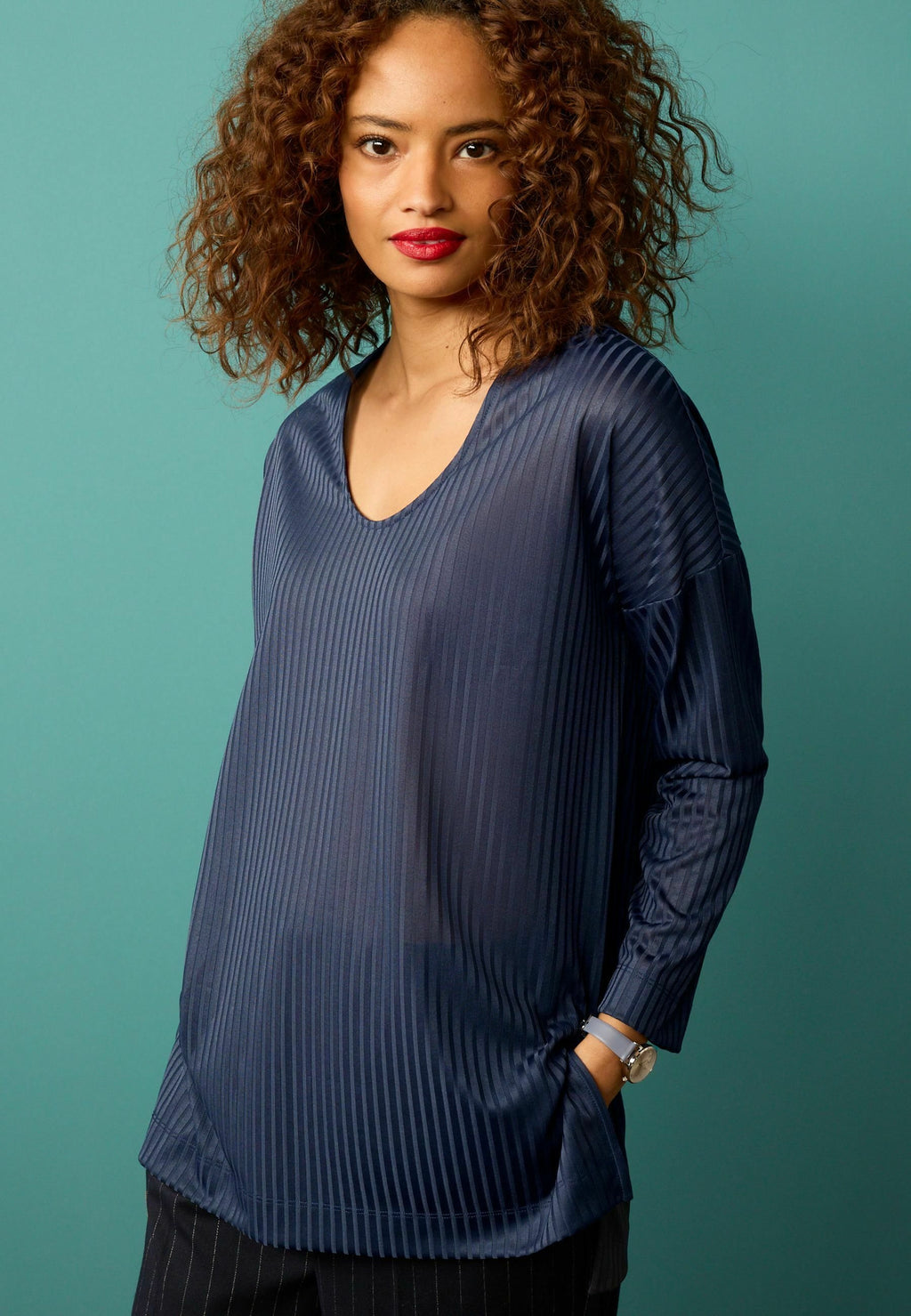 Next SCOOP NECK LONG SLEEVE RIBBED BLOUSE