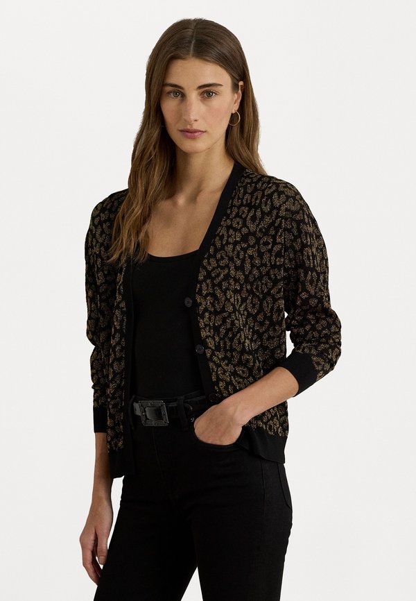 Lauren Ralph Lauren METALLIC OCELOT DOUBLE KNIT CARDIGAN