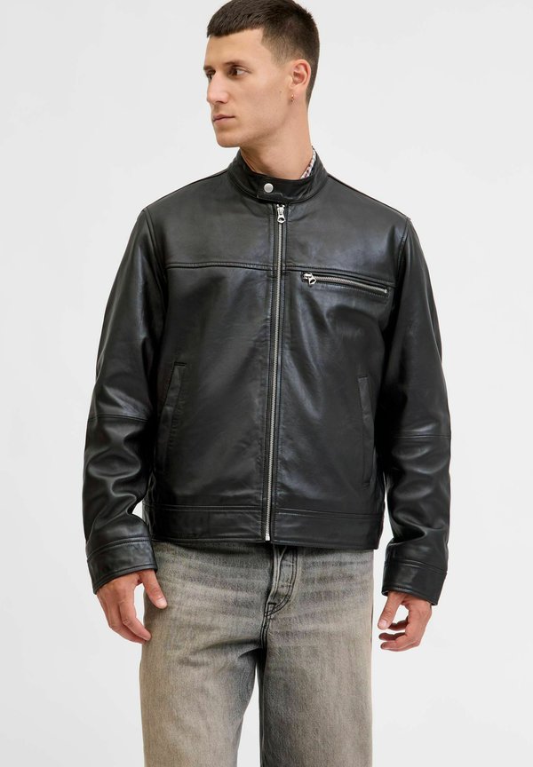 Jack & Jones Leather Leather - Leather jacket - black