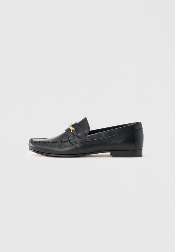 Tommy Hilfiger LEATHER TH MONOGRAM HORSEBIT CHAIN LOAFERS - Slip-ons - black