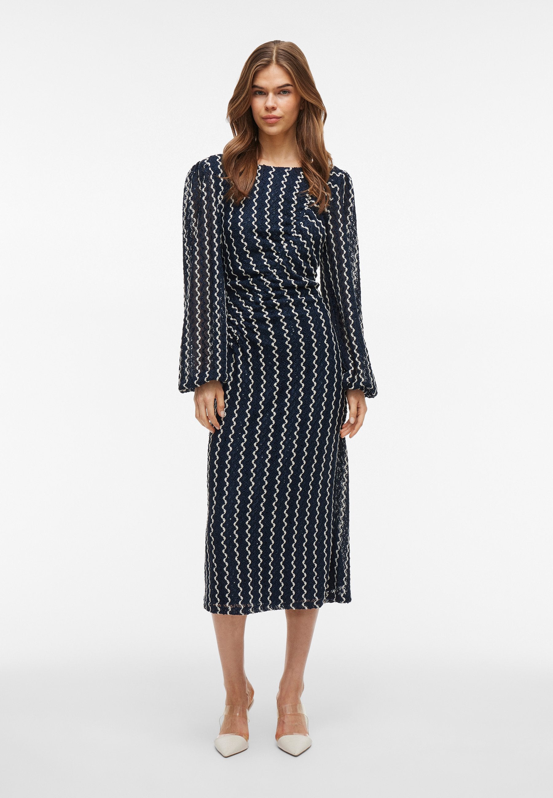 VILA VIELLEN O NECK MIDI DRESS