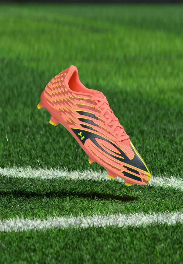 Under Armour UA U SHADOW SELECT 4 FG - Firm-ground football boots - electric tangerine/arden green/high vis yellow