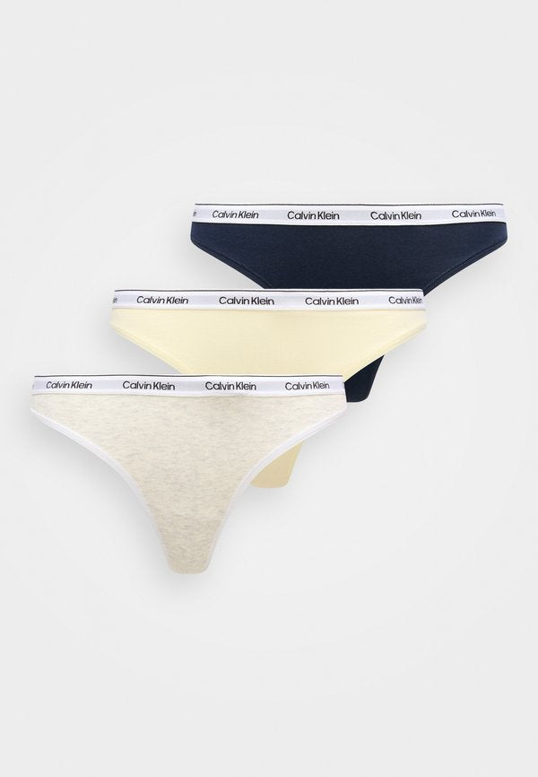Calvin Klein Underwear ICON LOGO 3 PACK - Thong - shoreline/snow heather/pear sorbet