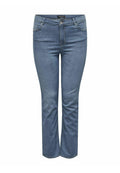Jeans aus Denim in Mittelblau mit regulärer Passform. Verfügt über fünf Taschen, Gürtelschlaufen und einen geraden Schnitt. Glatte Textur mit leichtem Ausbleichen.