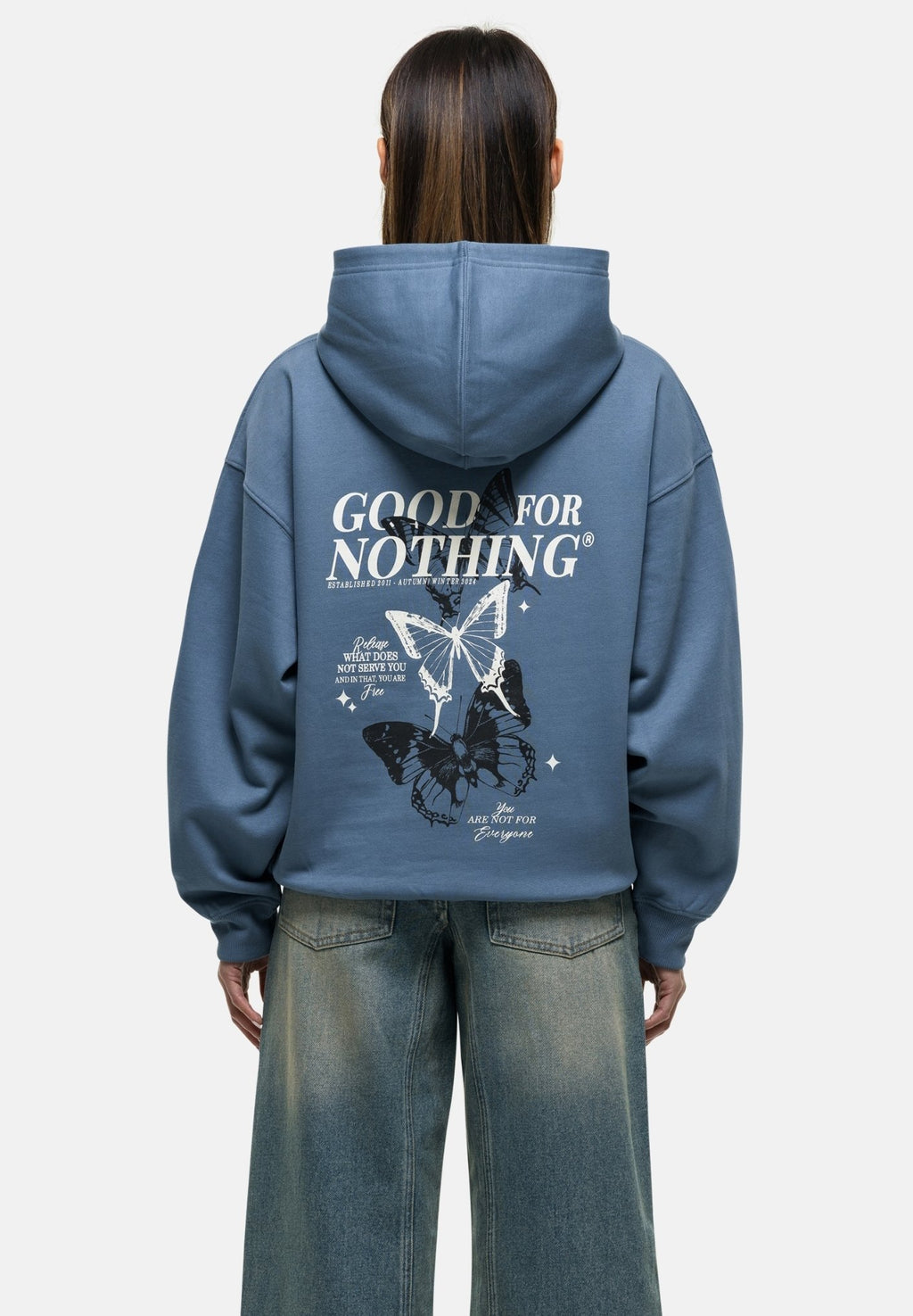 Good For Nothing SPECKLED COLLAGE AEGEAN BLUE OVERSIZED HOODIE