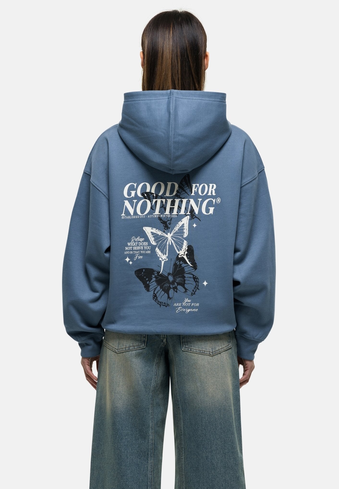 Good For Nothing SPECKLED COLLAGE AEGEAN BLUE OVERSIZED HOODIE