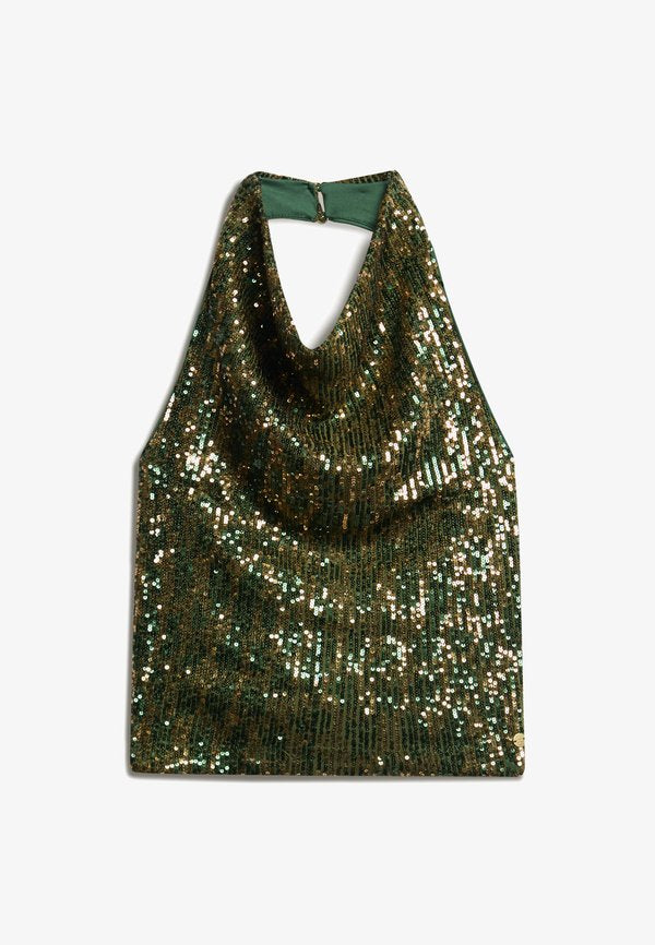 Superdry & Co Blouse - green gold sequin