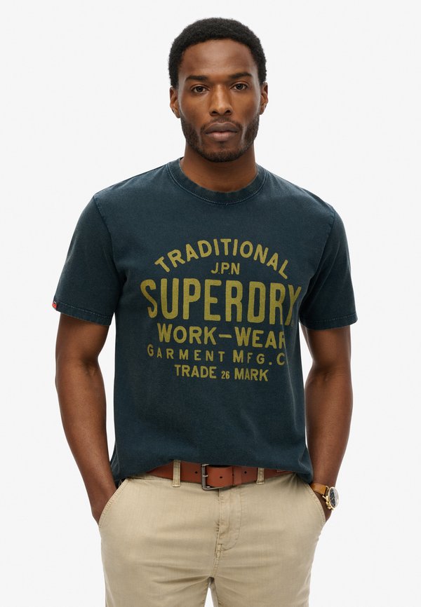 Superdry & Co MACHINED GOODS WORKWEAR  - Print T-shirt - eclipse navy