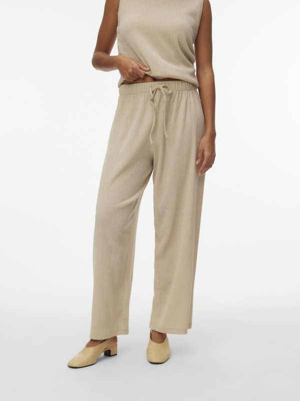 Vero Moda Wide-leg VMLUNA - Trousers - pumice stone