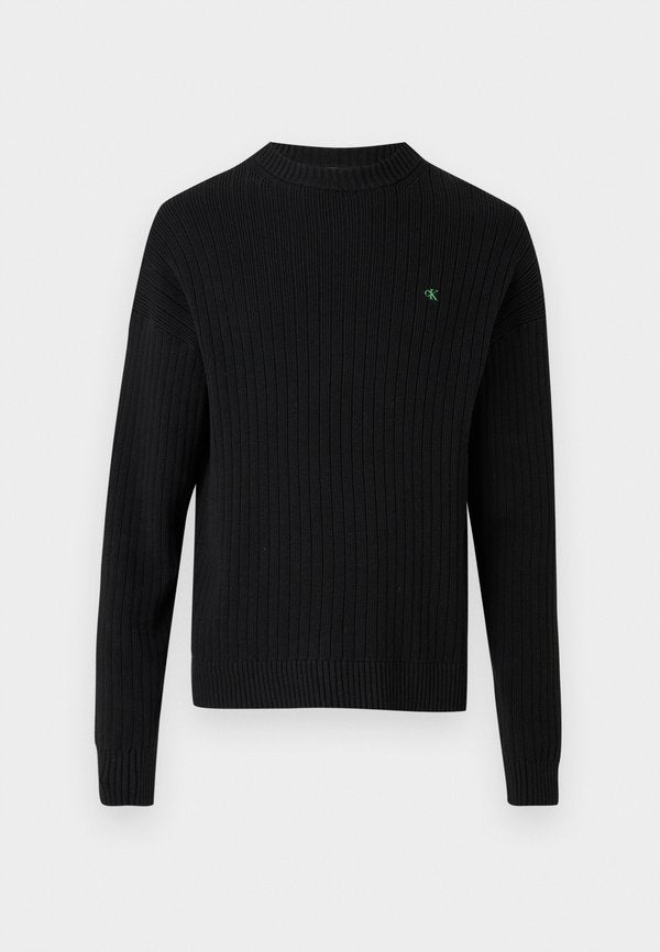 Calvin Klein Jeans VERTICAL TEXTURE CREW - Jumper - black
