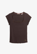 Superdry & Co SUPERDRY ESSENTIAL SQUARE NECK SHORT SLEEVE T-SHIRT.. - Basic T-shirt - dark brown