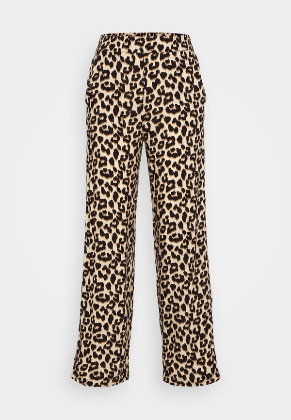 Vero Moda Petite VMEASY WIDE PANTS LEO PRINT - Trousers - irish cream/dina