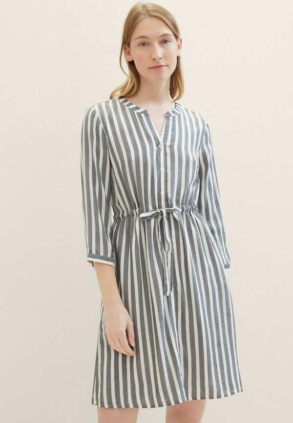 TOM TAILOR GESTREIFTES - Shirt dress - offwhite navy vertical stripe