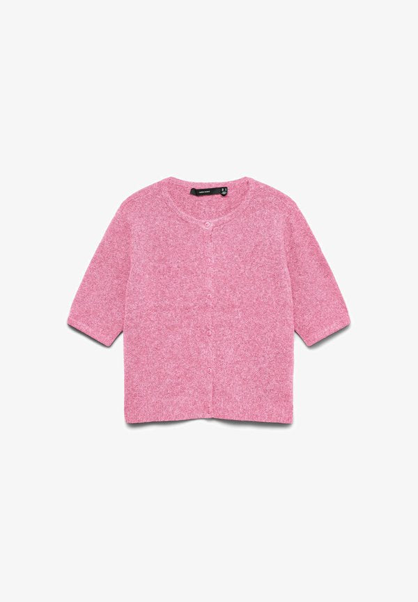 Vero Moda VMDOFFY 2/4 O-NECK BUTTON CARDIGAN NOOS - Cardigan - prism pink