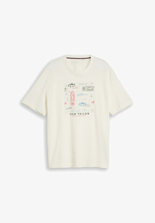 TOM TAILOR PLUS STRUCTURED PRINT T-SHIRT - Print T-shirt - gardenia white