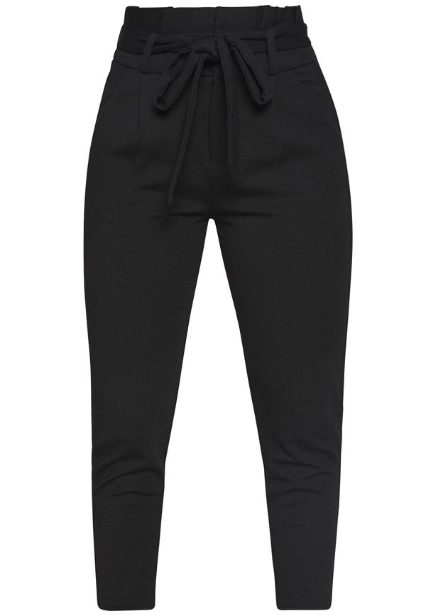Vero Moda Petite VMEVA PAPERBAG - Trousers - black